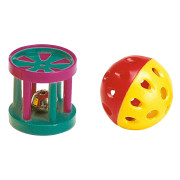 Играчка за котки, комплект пластмасово топче и цилиндър - Ferplast